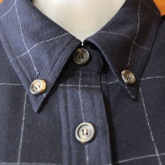 Mr & Mrs MacLeod Vintage Navy Blue Windowpane Plaid Maxi Dress Wool Cashmere - Picture 7 of 15